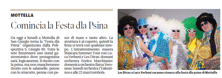 21 8 2015 articolo gazzmn Comincia la Festa dla Psina