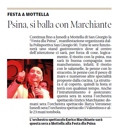 22 8 2015 articolo gazzmn Psina si balla con Marchiante
