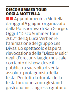 02 06 2017 gazzmn DISCO SUMMER TOUR OGGI A MOTTELLA