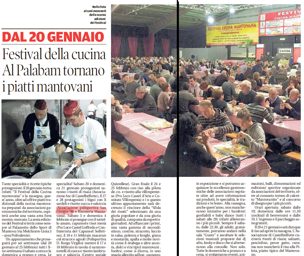 09 01 2017 gazzmn Festival della cucina Al Palabam tornano i piatti mantovani