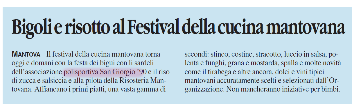 27 01 2018 vocemn Bigoli e risotto al Festival della cucina mantovana