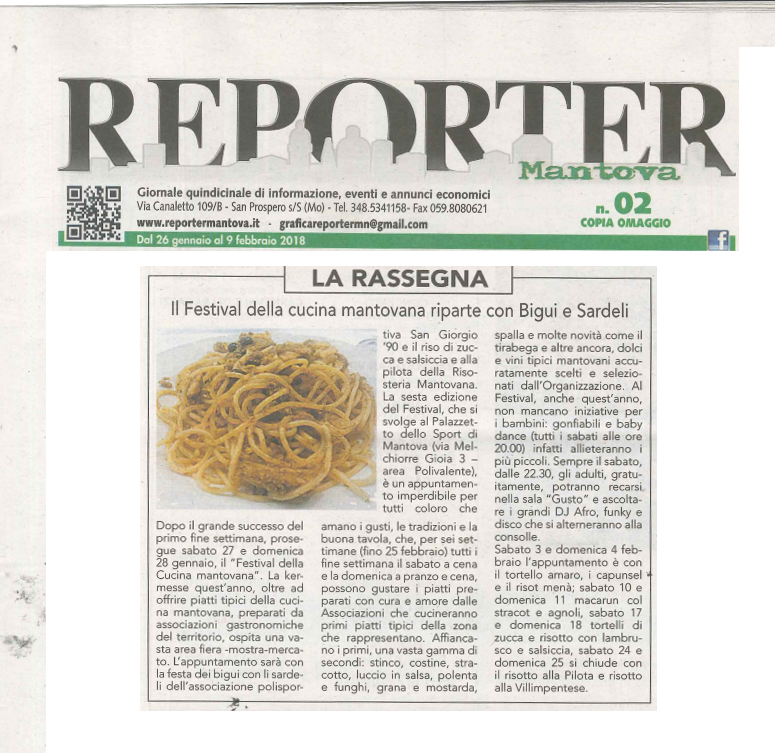 Reporter Mantova 2 18 Il festival della cucina mantovana riparte da Bigui e Sardeli